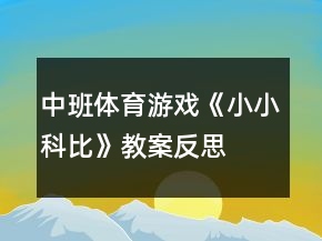 中班体育游戏《小小科比》教案反思