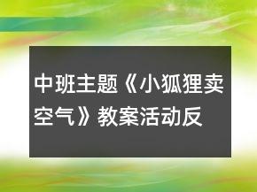中班主题《小狐狸卖空气》教案活动反思