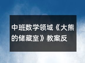 中班数学领域《大熊的储藏室》教案反思