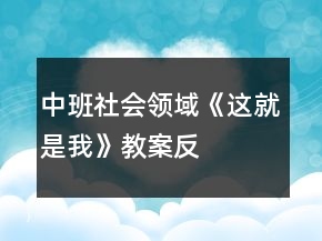 中班社会领域《这就是“我”》教案反思