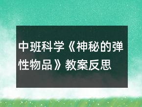 中班科学《神秘的弹性物品》教案反思