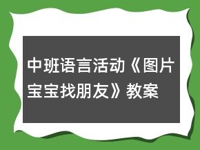 中班语言活动《图片宝宝找朋友》教案反思