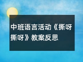 中班语言活动《撕呀撕呀》教案反思