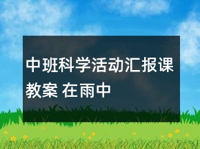 中班科学活动汇报课教案 在雨中