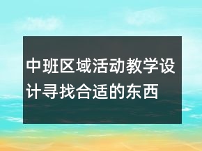 中班区域活动教学设计：寻找合适的东西