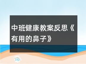 中班健康教案反思《有用的鼻子》