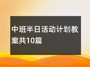 中班半日活动计划教案共10篇