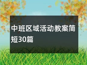 中班区域活动教案简短30篇