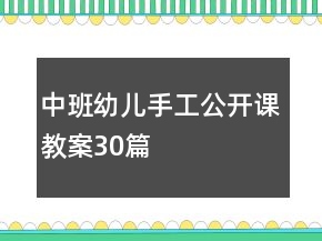 中班幼儿手工公开课教案30篇