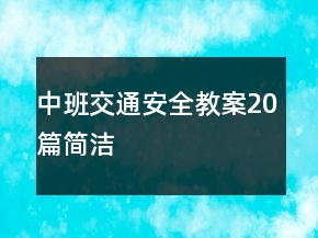 中班交通安全教案20篇简洁