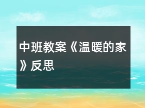 中班教案《温暖的家》反思