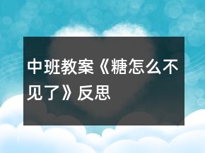 中班教案《糖怎么不见了》反思