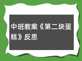 中班教案《第二块蛋糕》反思