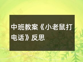 中班教案《小老鼠打电话》反思