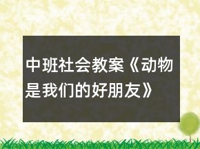 中班社会教案《动物是我们的好朋友》反思