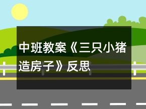 中班教案《三只小猪造房子》反思