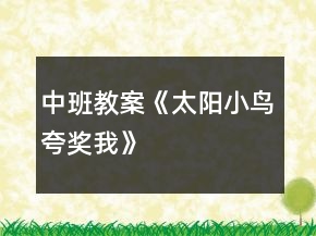 中班教案《太阳小鸟夸奖我》