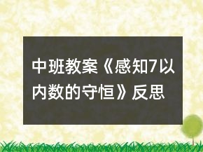 中班教案《感知7以内数的守恒》反思