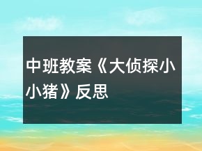 中班教案《大侦探小小猪》反思