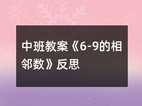 中班教案《6-9的相邻数》反思