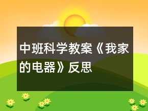 中班科学教案《我家的电器》反思