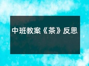 中班教案《茶》反思