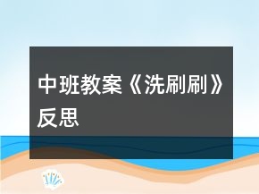 中班教案《洗刷刷》反思