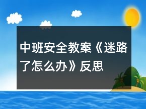 中班安全教案《迷路了怎么办》反思