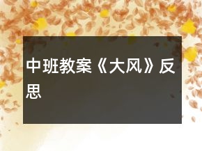 中班教案《大风》反思