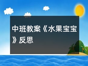 中班教案《水果宝宝》反思