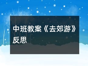 中班教案《去郊游》反思