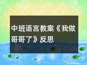中班语言教案《我做哥哥了》反思