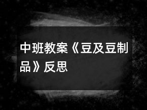 中班教案《豆及豆制品》反思
