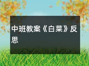 中班教案《白菜》反思