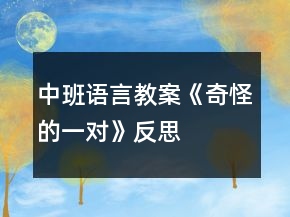 中班语言教案《奇怪的一对》反思
