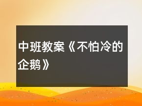 中班教案《不怕冷的企鹅》