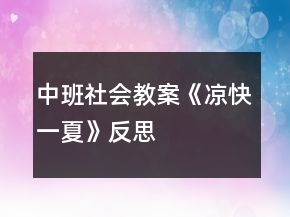 中班社会教案《凉快一夏》反思