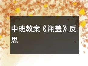 中班教案《瓶盖》反思