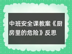 中班安全课教案《厨房里的危险》反思
