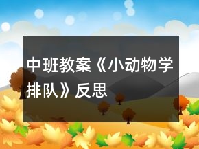 中班教案《小动物学排队》反思