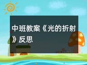 中班教案《光的折射》反思