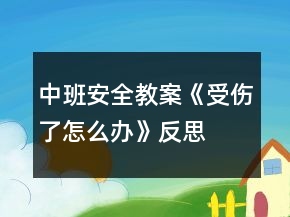 中班安全教案《受伤了怎么办》反思