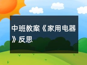 中班教案《家用电器》反思