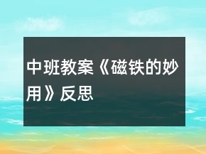 中班教案《磁铁的妙用》反思