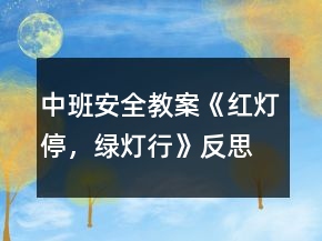 中班安全教案《红灯停，绿灯行》反思