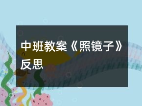 中班教案《照镜子》反思