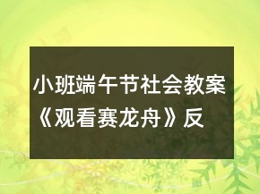 小班端午节社会教案《观看赛龙舟》反思