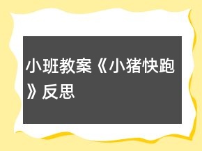 小班教案《小猪快跑》反思