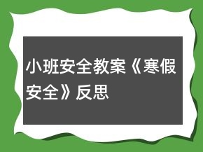 小班安全教案《寒假安全》反思