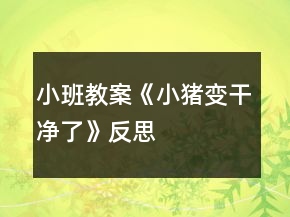 小班教案《小猪变干净了》反思